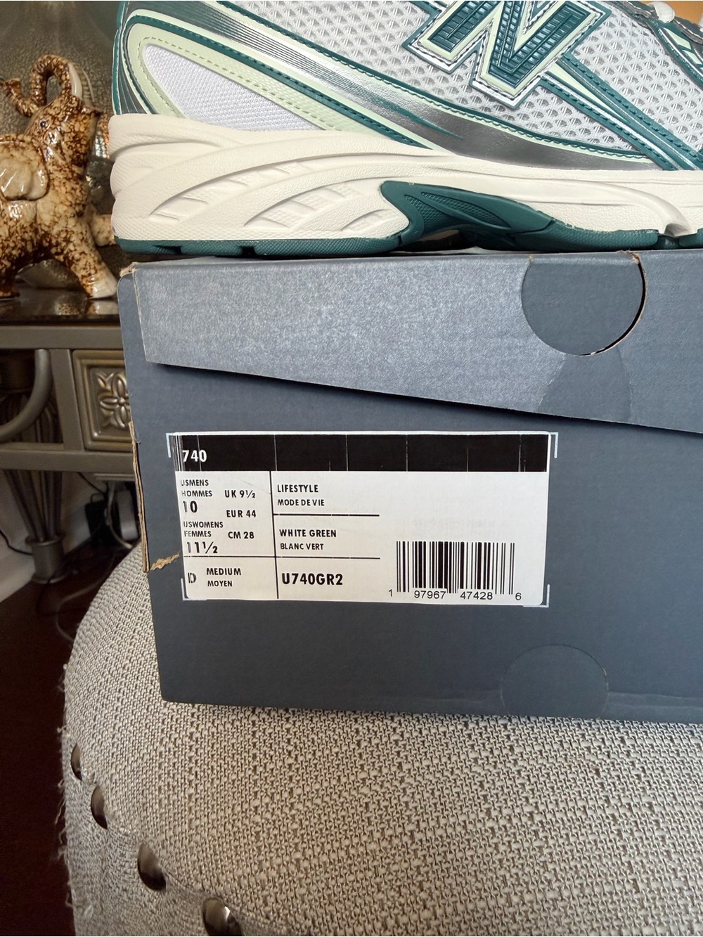Men’s New Balance 740 White Green Size 10 - Picture 2 of 6